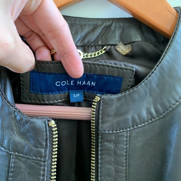Cole Haan Smoke Genuine Leather Jacket Size S - Picture 6 of 8